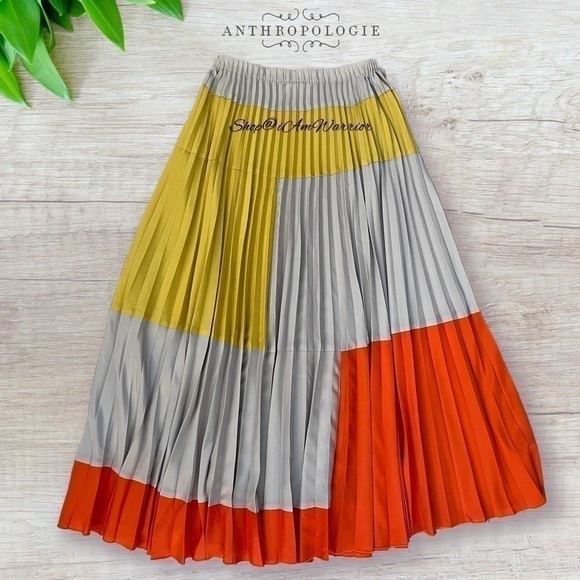 Anthropologie pleated color block maxi skirt *shop@iamwarrior - Picture 8 of 13